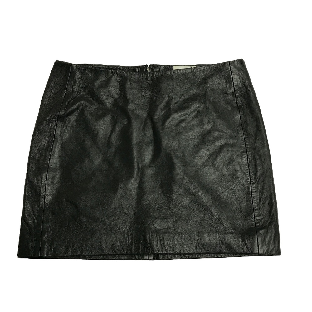 Sezane Jupe Harlow Noir Black Leather Mini Skirt